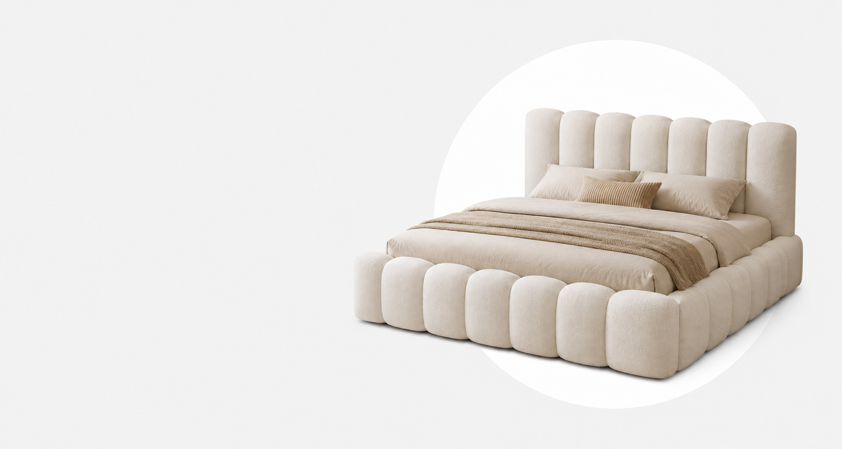 MYFAARVO upholstered bed in a modern bedroom